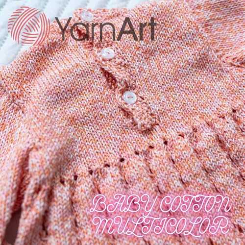 YarnArt Baby Cotton Multicolor Yarn – 50% Cotton 50% Acrylic – 50g (1.76oz), 165m (180yds) – Soft Lightweight Yarn for Knitting, Crochet, Amigurumi, Baby Clothes & Summer Projects (5210) - color: 5210