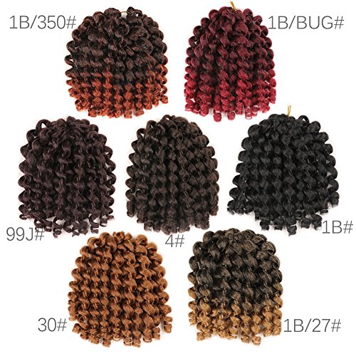 5 Packs Jamaican Bounce Crochet Hair 8 Inch Jumpy Wand Curl Crochet Hair for Women Curly Bounce Crochet Braids Hair Extension Twist Hair(1B# 20 strands/pack) - color: 1B#, size: 8 Inch (Pack of 5)