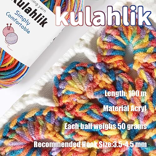 500g(10x50g) Acrylic Yarn for Crocheting and Knitting, Colorful Gradient Yarn Thread, 10 Rolls Skeins, Multicolor Hilo Acrílico, Perfect for DIY Crafts Project-16