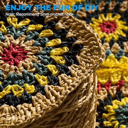 PATIKIL Natural Cotton Raffia Yarn 328 Yard, Crochet Raffia Paper Ribbon for DIY Sun Hat Beach Bag Crochet Yarn Wrapping Knitting, Black | Raffia Paper Ribbon, for DIY Sun Hat Beach Bag Crochet, Yarn Wrapping Knitting - color: Black