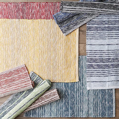 DII Woven Rag Rug Collection Recycled Yarn Variegated Rustic Stripe, 2x3', Black - color: Black