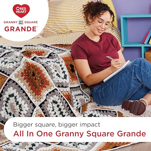 Red Heart Granny Square Grande Yarn for Crocheting, Grandiose, 3-Pack | All In One Granny Square Grande Yarn, #4 Medium Worsted Weight 100% Acrylic, Makes 12-Inch Squares, 440 yards, 250g/8.8oz - color: Grandiose