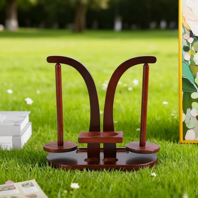 JUQWWQUJ Yarn Holder for Crocheting and Knitting,Yarn Spindle with Double Spindles,Magnetic Yarn Holder,Includes 9 Crochet Hooks,20 Stitch Markers,and 20 Hand Sewing Needles,Wooden Yarn Spinner