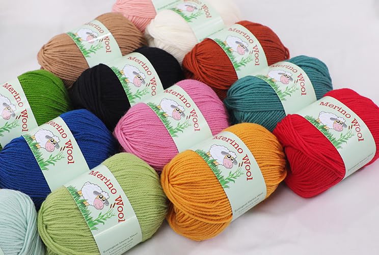 Sunny Cat 100% Pure Merino Wool Yarn for Knitting – 6pcs Merino Wool Yarn for Knitting and Crocheting – 1.8oz(10.8oz) Wool Skeins – Light/DK Weight –130yrds (780yrds Total) (39 Royal Blue) - color: 39 Royal Blue