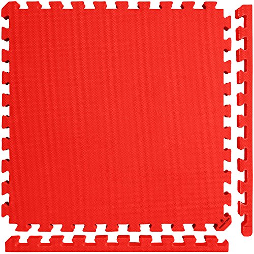 Meister X-Thick 1.5" Interlocking EVA Foam Mats - RD - 10 Tiles (40 Sqft) | Extra-thick 2X cushioning w/ anti-slip grip. 2' x 2' puzzle mats for wrestling, MMA, gymnastics, home gyms and play areas - color: Red, size: 10 Tiles (40 Sqft)