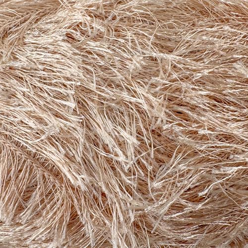 Eyelash Fun Fur Yarn for Crochet, Knitting & Crafts, Beige | 100% Polyester, 100 g (3.53 oz), 175 yd (160 m), Ideal for Amigurumi, Graduation Leis, Bags, Rugs, Scarves & Plush Toys - color: Beige, size: 1 Pack