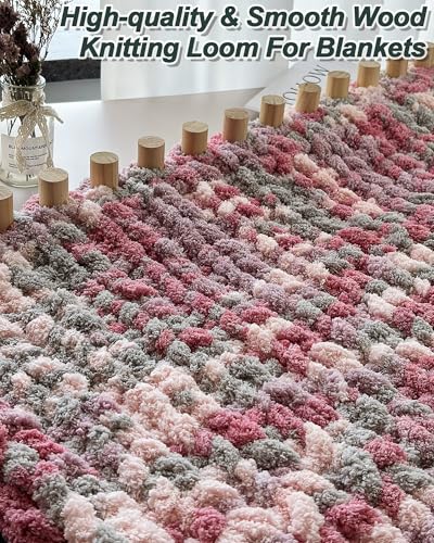 Chunky Blanket Loom Knitting Set, 1PCS Refill Chunky Yarn Blanket Knit Loom with Anti-Slip Pads, 13in/33cm Wooden Loom for Chunky Blanket, Chunky Knit Blanket Crochet Loom for Beginners - size: 1PCS Knitting Loom 13in(33cm)